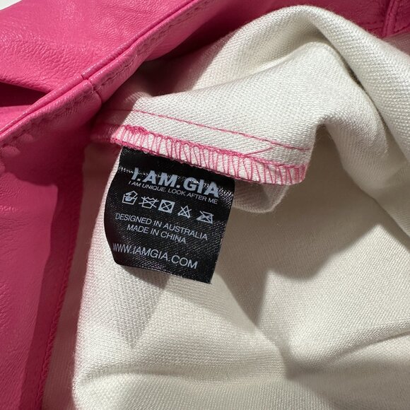I. AM. GIA Reika Pink Faux Leather Pants XS Flared Mid Waist Y2K - Picture 13 of 15